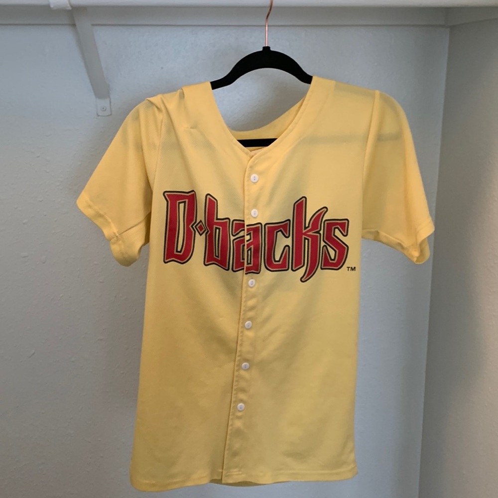 D- backs baseball jerseys button up. So cute for your next game.